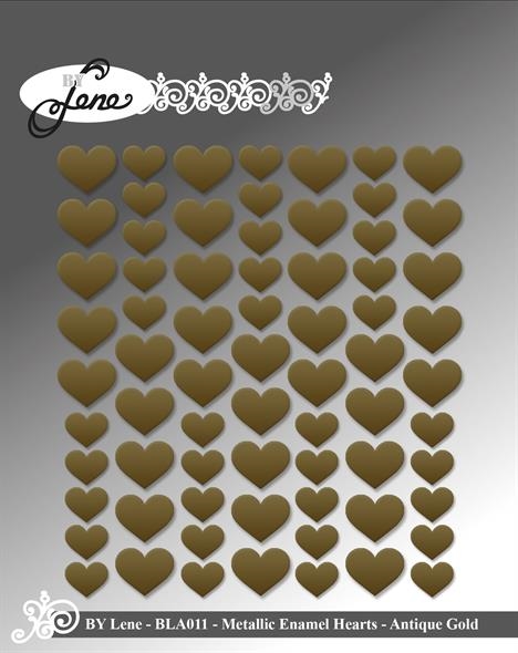 By Lene Enamel hearts Gold 70 stk
